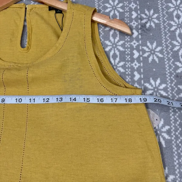 NWT For Cynthia Linen Blend Asymmetrical Yellow‎ Sleeveless Dress Small Flowy - Image 13