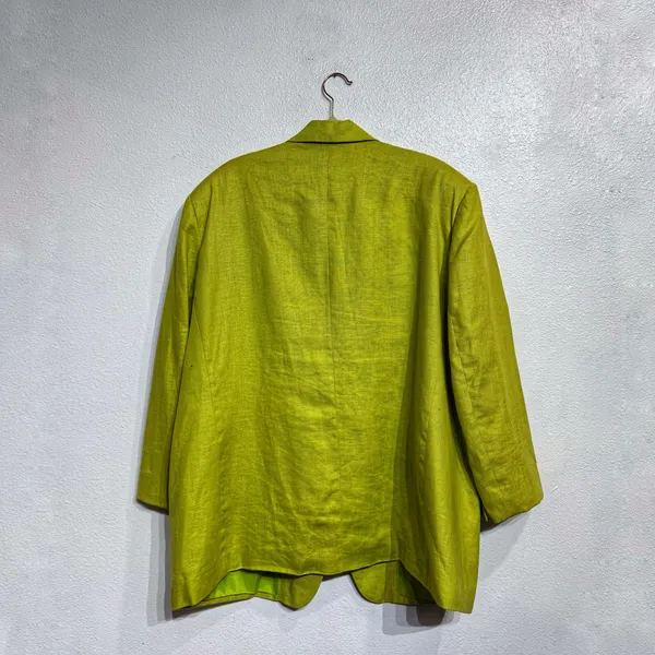 David N Lime Green Vintage Linen Blend Blazer Jacket Sz 20 - Image 11