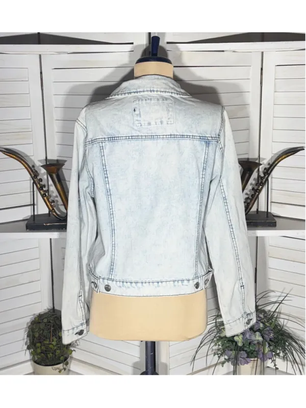 Stoosh vintage denim jacket acid wash grunge 90s Y2K flap pockets cotton rocker - Image 2