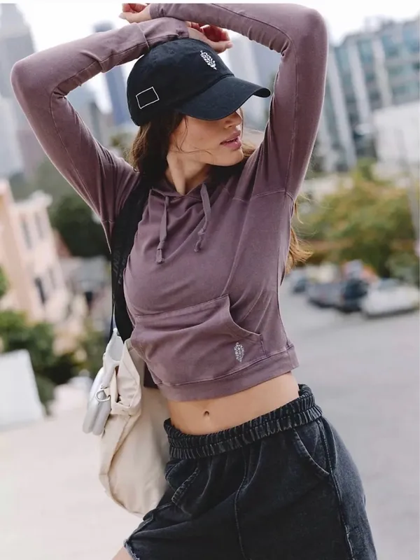 Free People Hot Shot Hooded Long Sleeve - Cocoa - Image 2