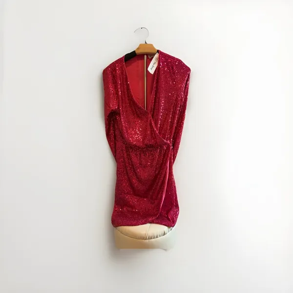 NWT - The Drop Women's Pink Helena Sequin Wrap Dress Pink Size‎ Small - Image 2