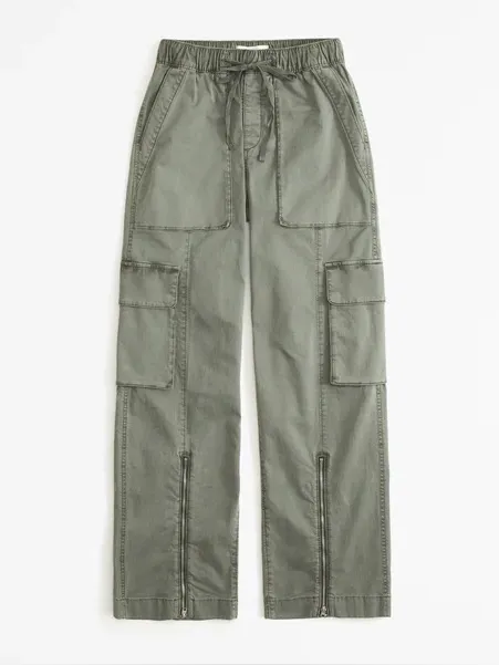 Abercrombie Baggy Cargo Pull On Pants Olive Green XXS Short - Image 2