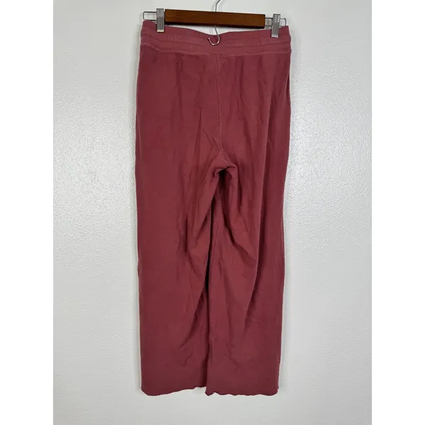 Pact Organic Cotton Waffle Knit Lounge Pants Rose Red Wide Leg Drawstring Small - Image 2