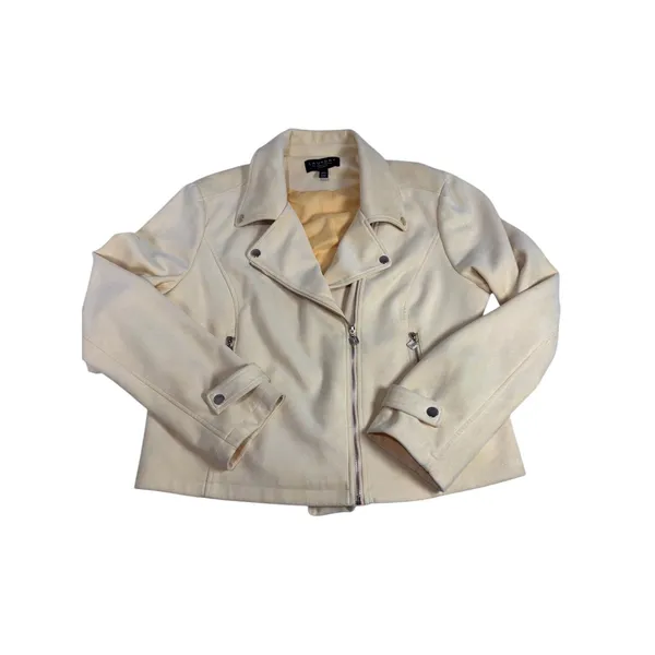 Laundry by Shelli Segal‎ Butter Yellow Faux Suede Motorcycle Jacket XL Biker - Image 5