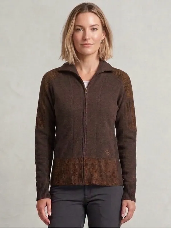 Mountain Hardwear Brown Sarafin Full Zip Wool Blend Sweater Jacket Size Medium - Image 15