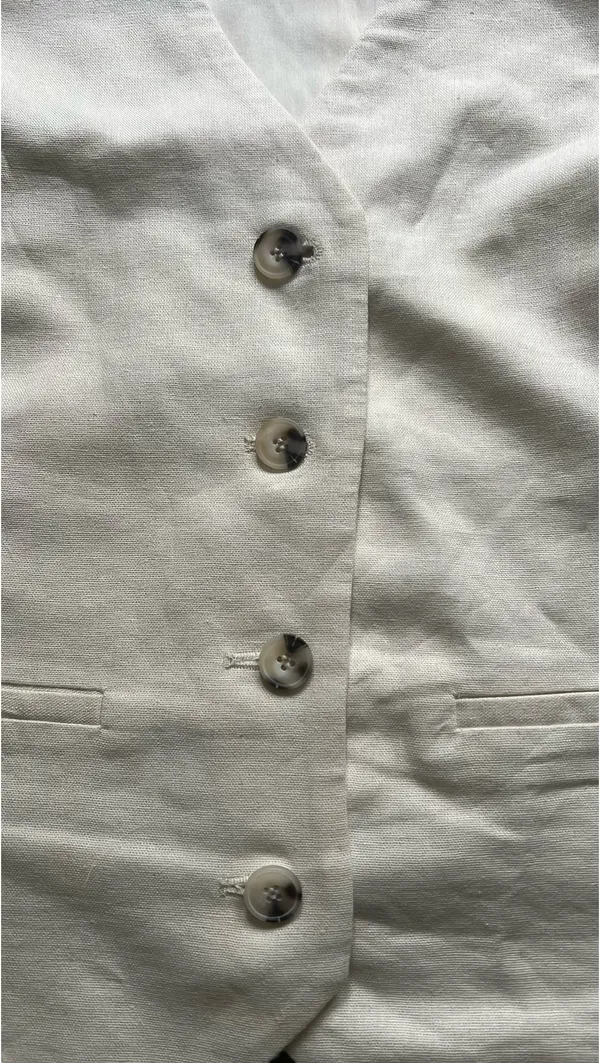 Rachel Zoe Cream Button Down Vest - Image 2