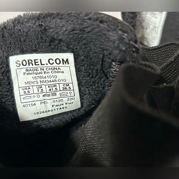 SOREL NM3448-010 black leather-upper waterproof snow/rain boot men size 8.5 - Image 9