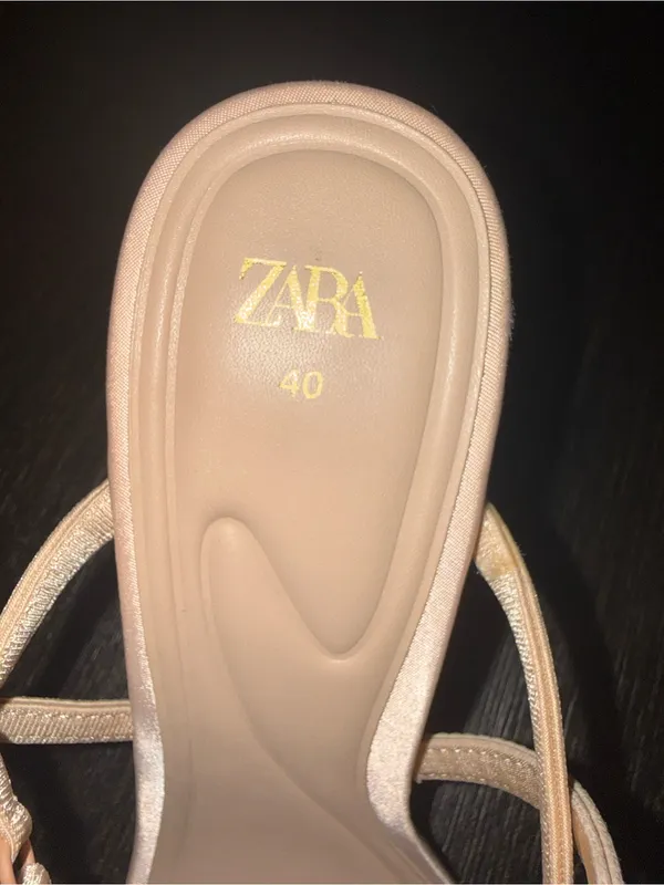 Zara High Heeled Fabric Sandals Beige - Image 8