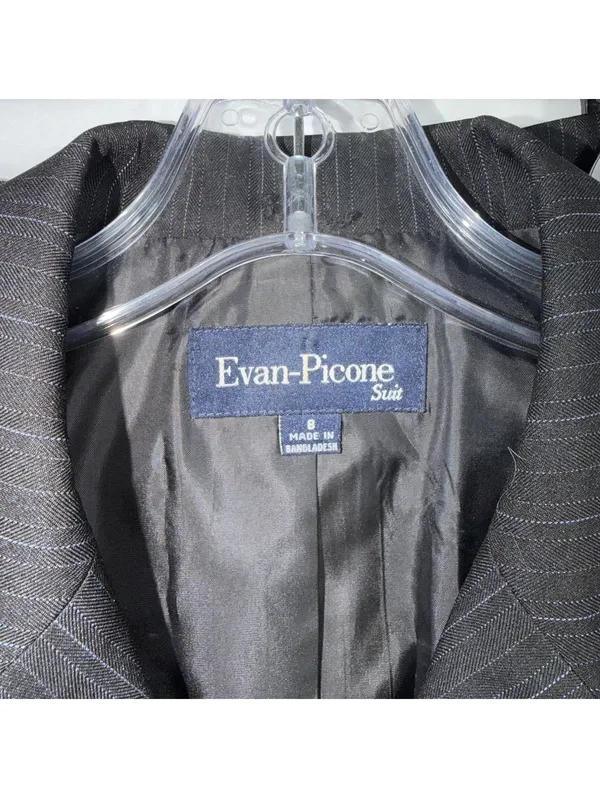 Evan-Picone Women’s Black Pinstripe 2-Piece Pant Suit Size 8 - Image 2