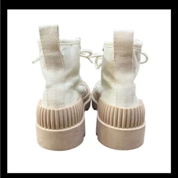 Gianni Bini Women’s High Top Sneakers Boots Sz 7M | Chunky Lug Sole Cream Beige - Image 6