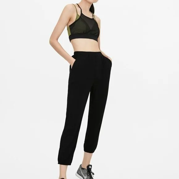 Pomelo Elastic Waist Cropped Jogger Pants - Black‎ Size M - Image 4