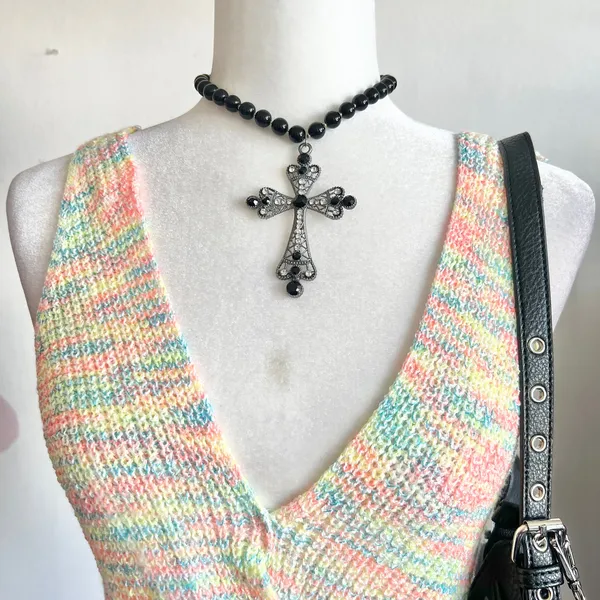 Rainbow Knit Tank Top, Retro, Y2K, Rave,‎ Festival, Vacation, Small, Pride - Image 2