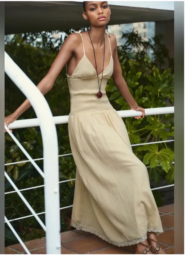 Zara Combination Honeycomb Midi Dress - Image 2
