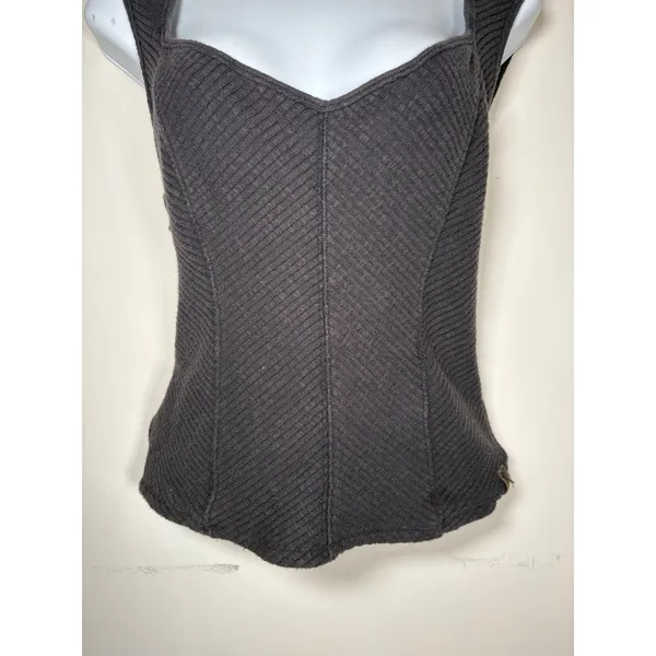 We The Free Corset Top Brown Ribbed Sweetheart Neck Sleeveless Coquette Medium - Image 5