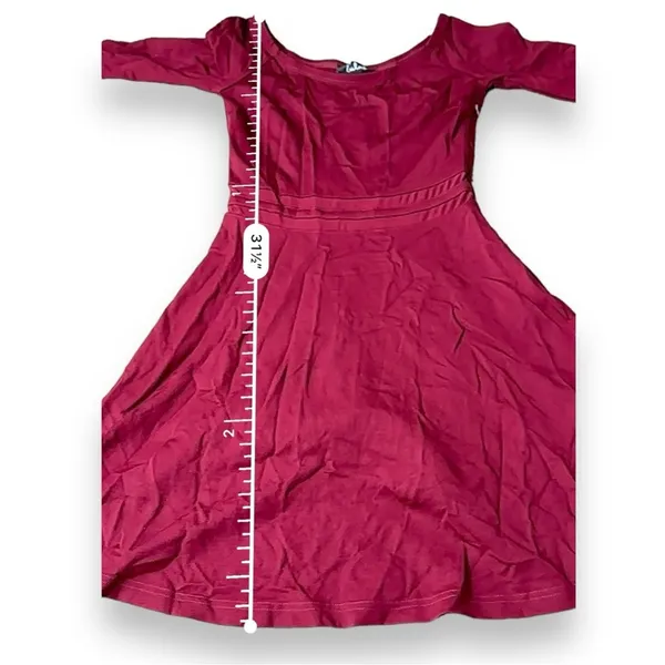 Lulus Yes‎ to the Mesh Wine Red Half Sleeve Skater Mini Dress Size S - Image 12