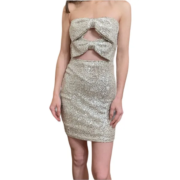 Windsor Sequin Bows Cutout Bodycon Mini Dress - Image 5