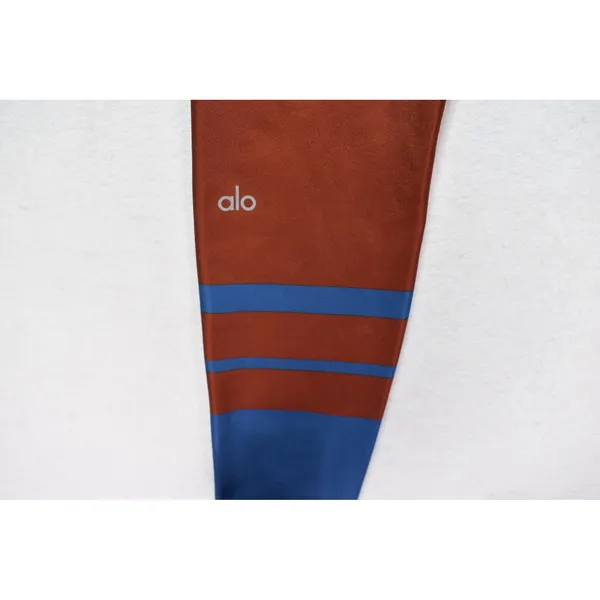 Alo Yoga High Waist Colorblock Striped Leggings Blue Rust Orange Small - Image 3