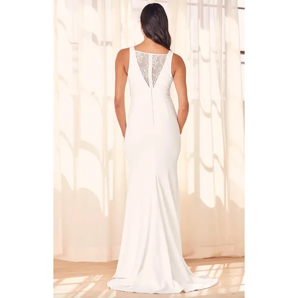 Lulus Extraordinary Romance White Button Back Mermaid Maxi Dress Formal S NWT - Image 3
