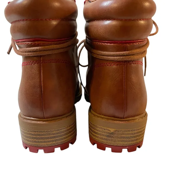 MIA Lance Cognac Luggage Brown/Red Lace Up Ankle Hiking Boots NIB - Size 6 - Image 6