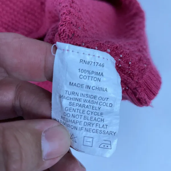 Sport Haley Sweater Womens Large‎ Pink 100% Pima Cotton V Neck Knit Pullover - Image 8