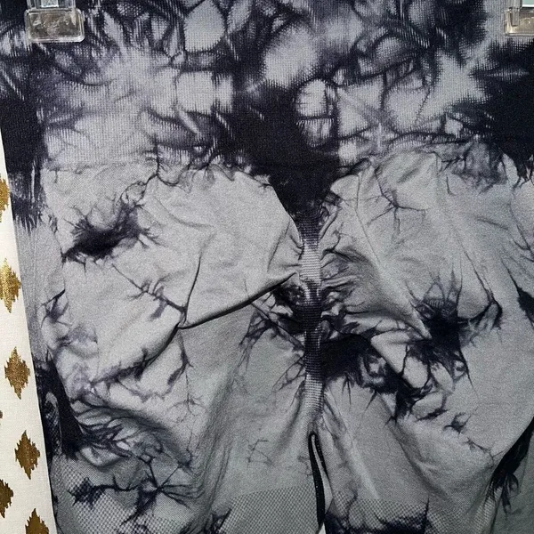 Tie-dye flared leggings booty scrunch grey size L - Image 4