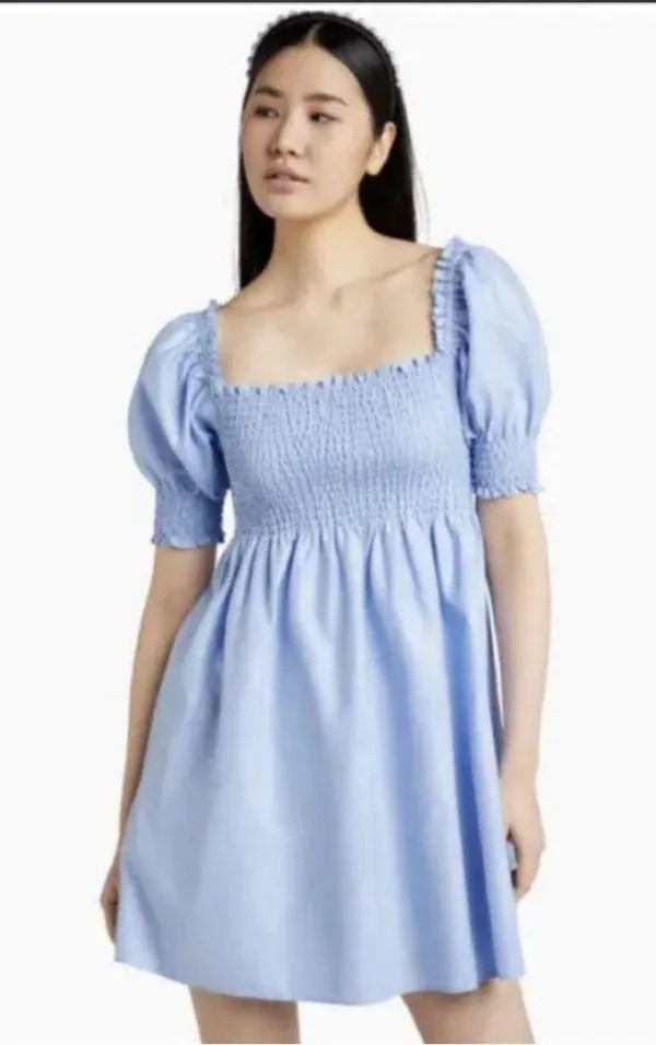 Hill House Athena Nap Dress in Light Blue Glitter Check - Image 2