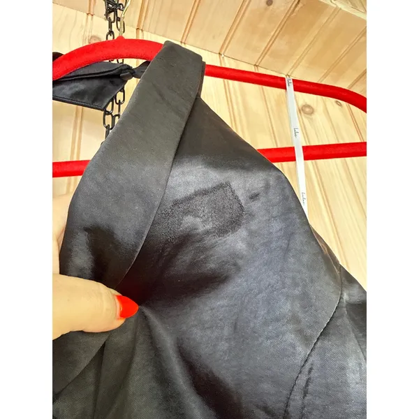 NWT Lulus Sensationally Sophisticated Black Satin Halter Vest Jumpsuit Party M - Image 7