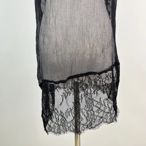 NWOT Johnny Was Silk Black Sheer Floral Embroidered Lace Tank Top Sz S - Image 7