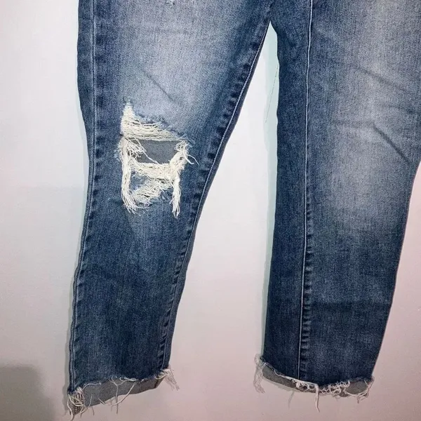 Eunina Nikki High Rise Skinny Cigarette Dark Wash Raw Hem Size 7/28 #200 - Image 3