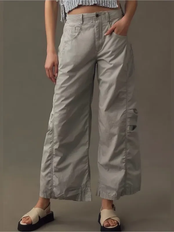 Anthropologie Pilcro Parachute Curve Barrel Wide Leg Cotton Coastal Pants 27 - Image 2