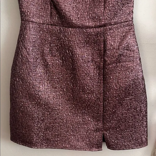 Lulus Modern Dream Pink Metallic Jacquard One-Shoulder Mini Dress EUC - Image 4