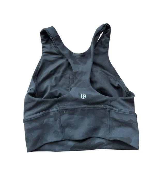 Lululemon Energy Bra High Neck Long Line Camo ZENERGY Graphic Black Gray Size 2 - Image 2