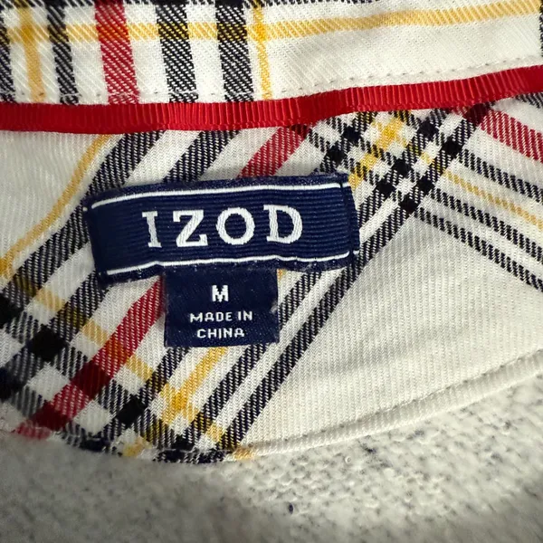 Izod Womens Grey Speckled Sweatshirt Plaid Tie Front Layered Look Size Medium‎ - Image 6