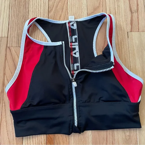 Fila Sports Bra Womens Small Black Red Logo Racerback Gym Workout Ladies - Image 3