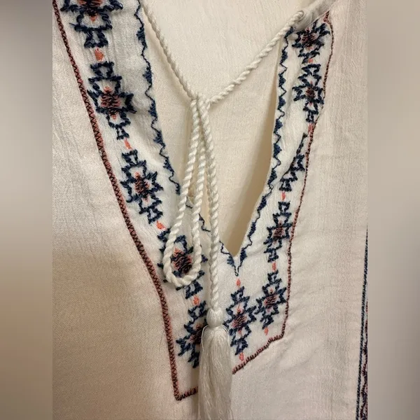 Lucky Brand White Long Sleeve Embroidered Boho Top - Image 5