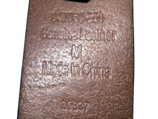 Brow leather belt with dye cut flower design and brass color buckle . - Image 5