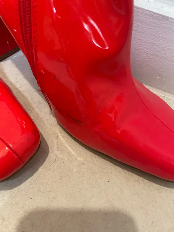 Steve Madden Red Latex Booties - Image 3