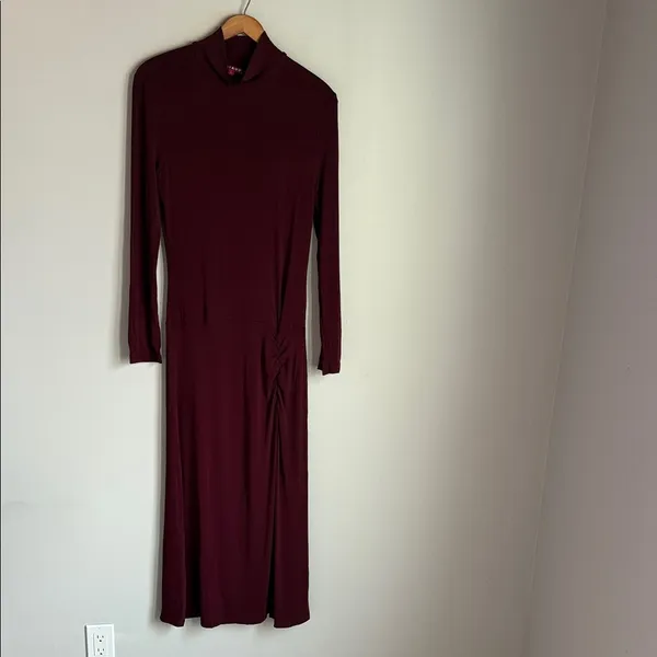 STAUD Portobella Side Ruch Midi Sheath Dress In Merlot Large - Image 3