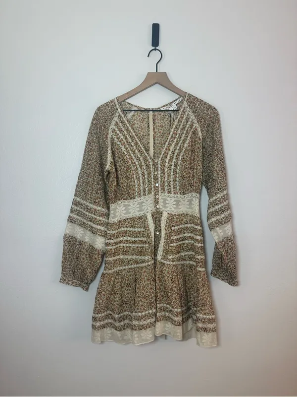 Veronica Beard‎ Addilyn Floral cotton peasant dress with lace trim - Image 3