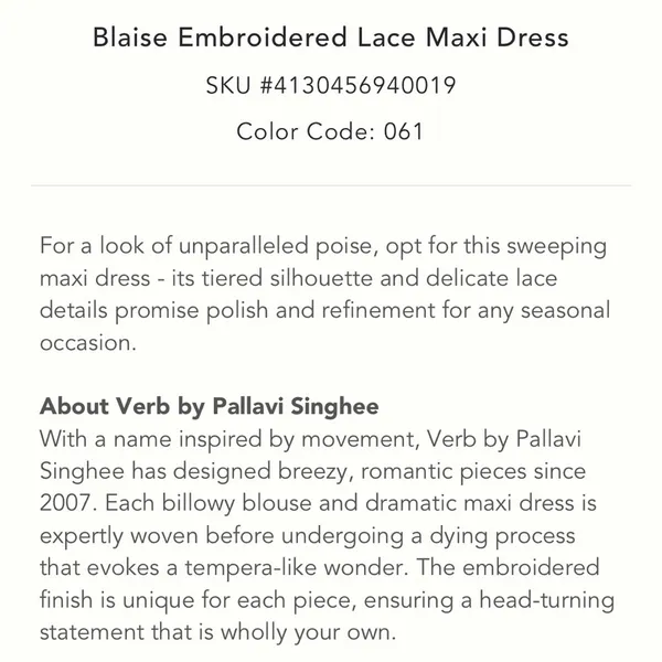 Blaise Embroidered Lace Maxi by Verb - Image 4