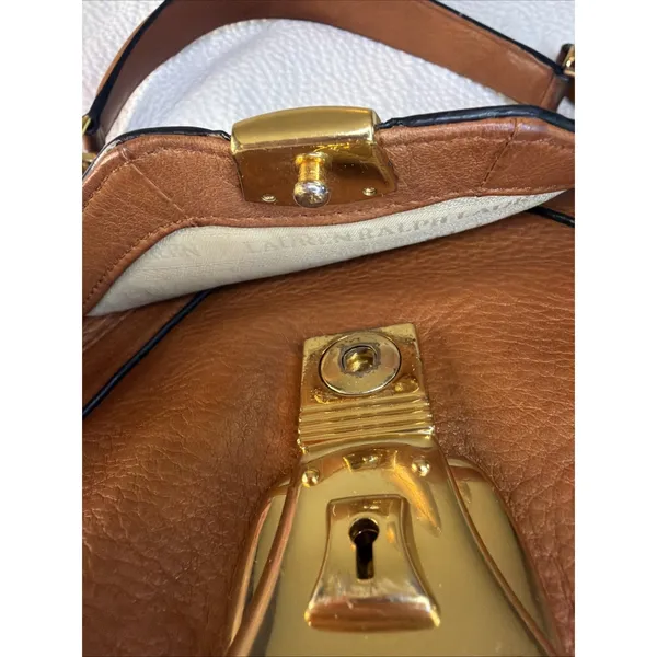 Lauren Ralph Lauren Leather Saddle Crossbody Handbag Purse - Image 4