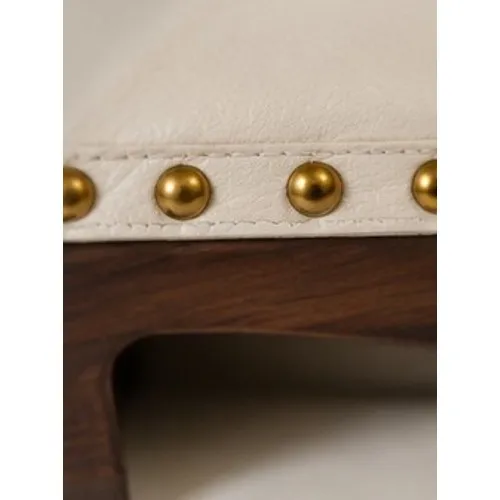 Larroudé Zuzi Ivory Leather Retro Horsebit Clog Mules Studded Wood Heel 6 NWOT - Image 8