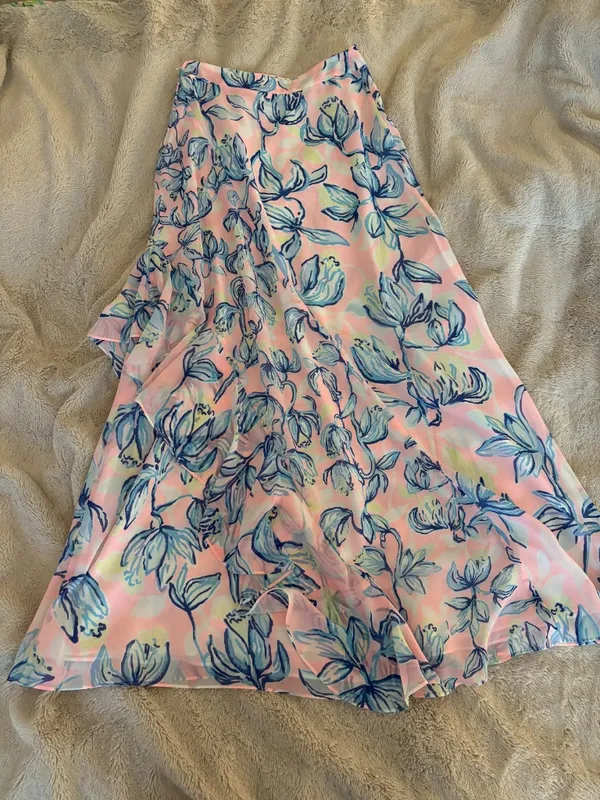 Lilly Pulitzer Agnes Faux Wrap Maxi Skirt in Sweet Pea Pink Chasing the Sun - Image 2