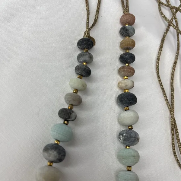 Amazonite Stone Multi Beaded Adjustable Cord Necklace OS Bohemian Boho Colorful - Image 7