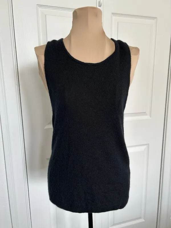 Quince Featherweight Cashmere Ribbed Tank Black Size Large - Image 8