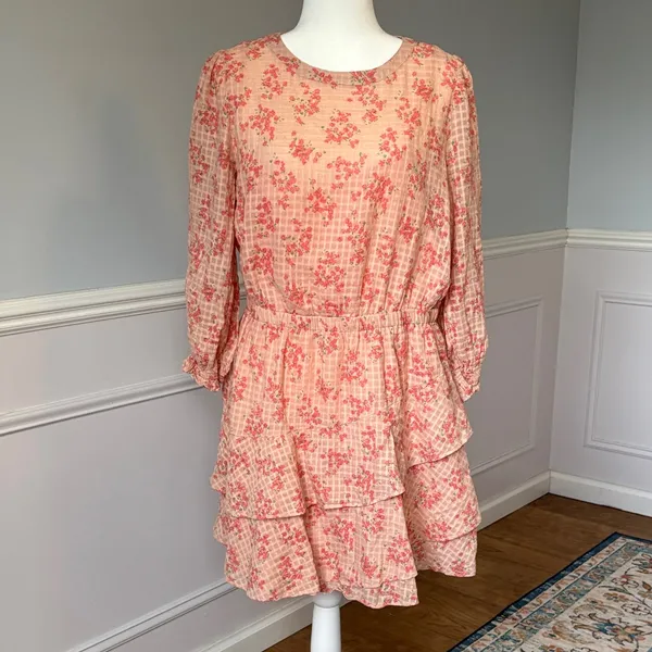 Loft Meadow Tiered Ruffle Mini Dress Sz Large Cottagecore Romantic Balletcore - Image 3