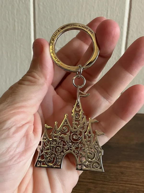 Disney Parks Silver Filigree Castle Keychain Metal Disneyland Souvenir - Image 2
