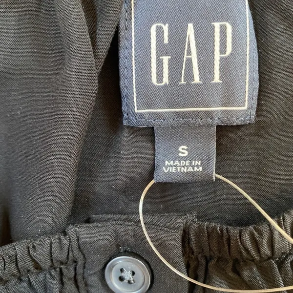 Gap Button Front Ruffle Cami True Black‎ Sleeveless Midi Dress No Belt - S NWT - Image 12