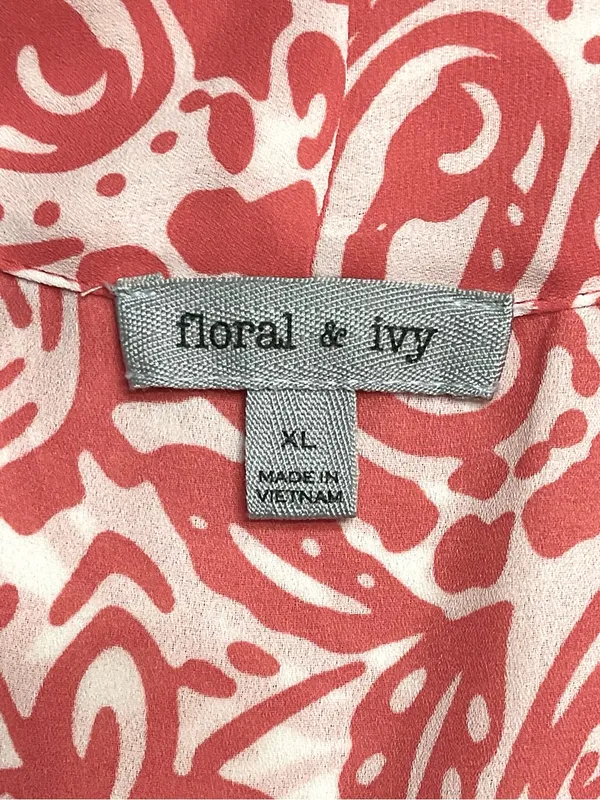Floral & Ivy Pink Paisley Sleeveless V-Neck Blouse Size XL - Image 3