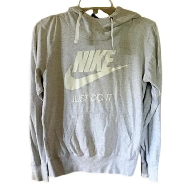 Nike Women’s Size M Hoodie & Long Sleeve Tee Lot Gray Olive Swoosh Just Do It - Image 3